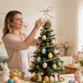 thumbnail image 4 of BotaniNest Easter Bow Topper Gold & Glitter Ribbon Bow With Spiral Base 9.37 Inch Top For Easter & Holiday Festive, 4 of 5