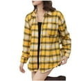 thumbnail image 3 of UVEASISHA Plaid Shacket for Women Fleece Lined Button Down Shirt Jackets Fall Winter Long Sleeve Lapel Blouses Lightweight Trendy Checkered Jacket with Pocket Yellow XL, 3 of 6