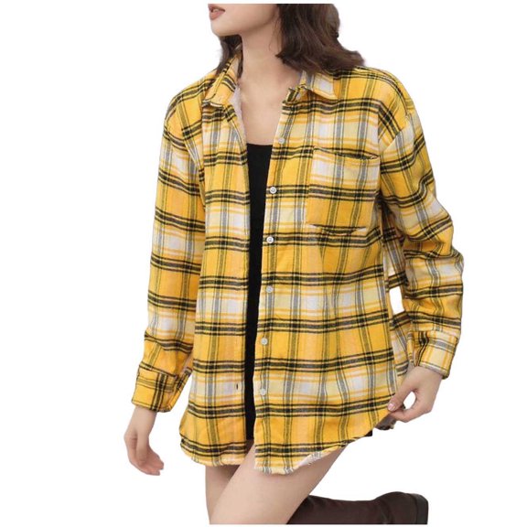 Women's Fleece-Lined Flannel Shacket Button Down Plaid Design with Pockets Vintage Inspired Warm Fall Winter Casual Layer