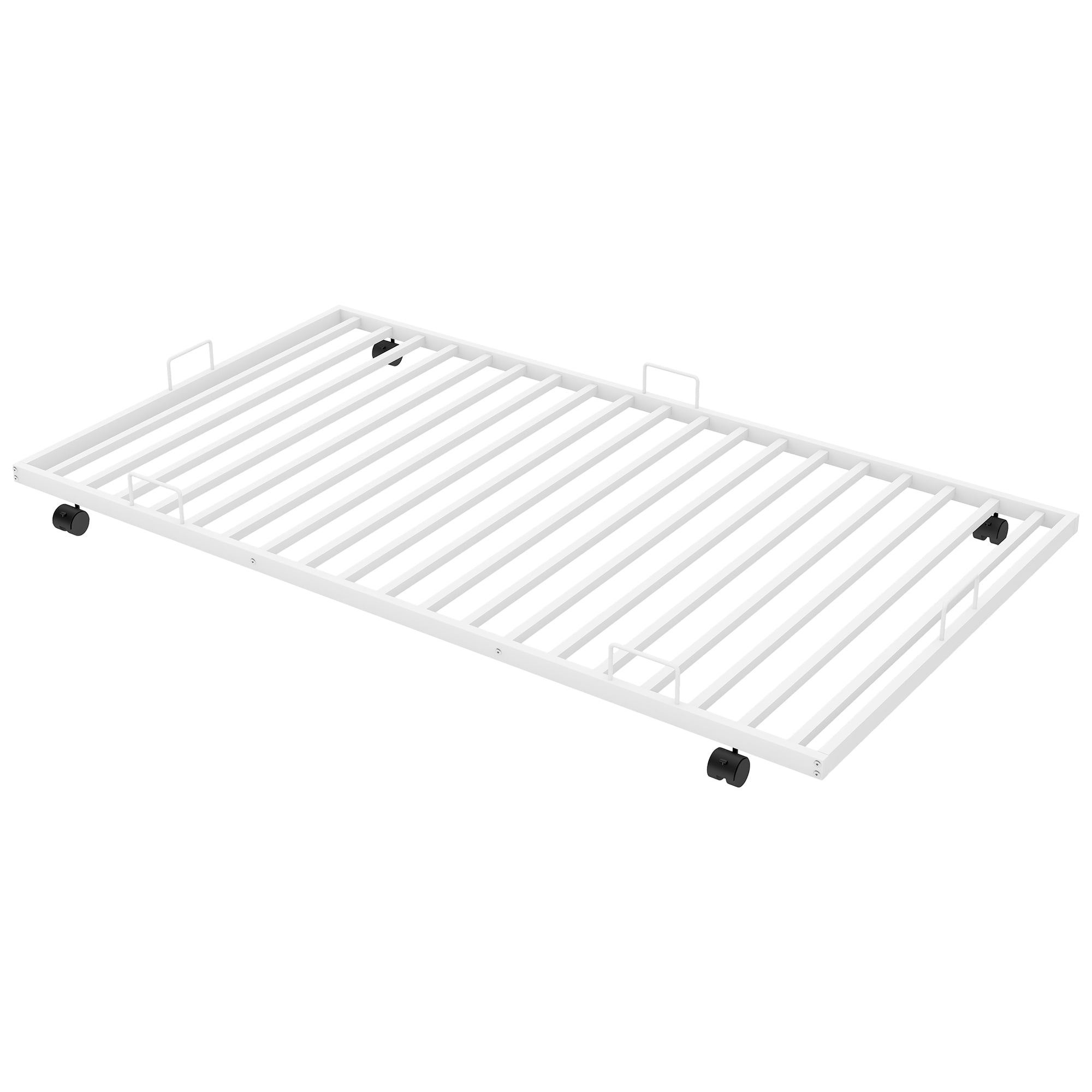 Euroco Metal Twin Bunk Bed with Trundle, 3 Beds for Kids and Teens, Solid Ladder and Safety Guardrails, White