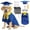 Blue, variant on Forfamy 5 Pcs Dog Graduation Outfit Cat&Dog Graduation Cap and Gown Graduation Gown Dog Graduation Costume Set for Dog Cat