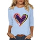 thumbnail image 1 of Mujeres Tres Cuartos de Manga Tops Día de San Valentín Impreso Suelto Cuello Redondo Suéter, Suelto Ajuste Tops para las Mujeres Vestir Fiesta Casual, 1 of 5