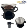 thumbnail image 3 of GoldTone #2 Cone Style Pour Over Coffee Dripper, Portable Pour Over Coffee Filter BPA-Free (1-6 Cups) with Stainless Steel #2 Cone Reusable Frameless Filter and Scoop, 3 of 8