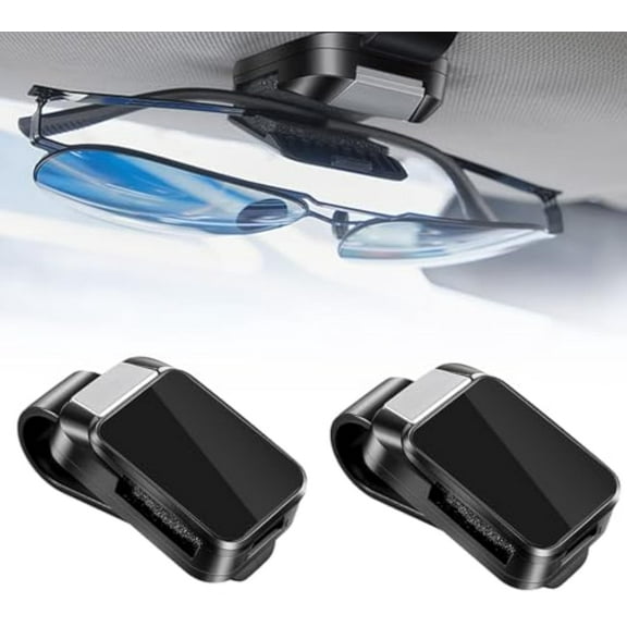 2 Packs Sunglasses Holders for Car Visor, 2025 Upgrade Sunglass Visor Clips for Cars, Car Sunglass Holder Clip, Multifunctional Car Glasses Clip Car Visor Accessories Interior (Black*2)