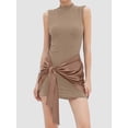 thumbnail image 4 of Women Sleeveless Bodycon Mini Tank Dresses with Ruched Wrap Tie Cover Up Skirts Camel Color XS (Tie Dye Summer Dresses), 4 of 6