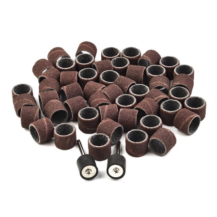 100Pcs 240 Grit Sanding Drum Bands Sleeves W/ 2 Mandrels For Rotary Tool
