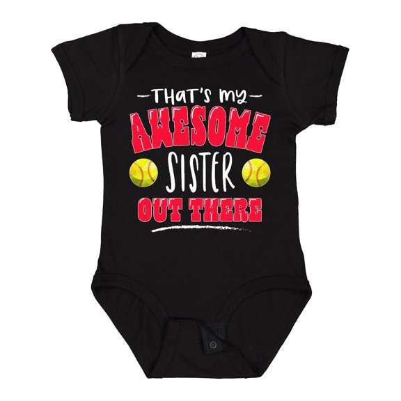 Inktastic That's My Awesome Sister out There with Softballs Boys or Girls Baby Bodysuit