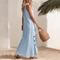 thumbnail image 5 of Dvprdro Mandarin Collar Sleeveless Button Front Side Slit Maxi Dress for Women Loose Fit A Line Summer Daily Solid, 5 of 8
