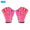 thumbnail image 3 of Uxcell Webbed Swimming Aquatic Gloves Printing Water Resistance Training Gloves Rose Red 2Pairs, M, 3 of 6
