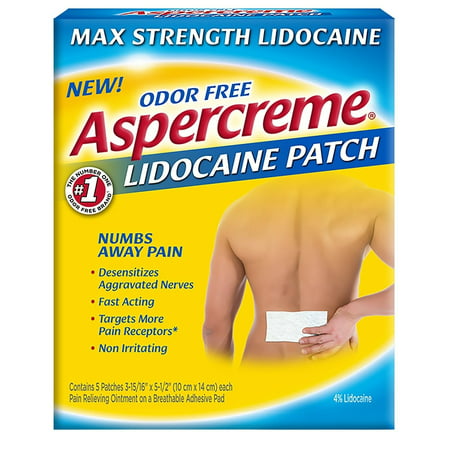 Aspercreme Max Strength Pain Relieving Lidocaine Patch , 3.94 x 5.5 -Inch (5