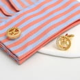 thumbnail image 3 of Gemelos de lujo con forma de concha redonda hueca chapada en oro para hombre, 3 of 3
