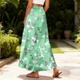 thumbnail image 5 of LWavelet Women Floral Print Maxi Skirt Elastic Waist With Pockets Boho Summer Long Skirt Light Green 2XL, 5 of 5