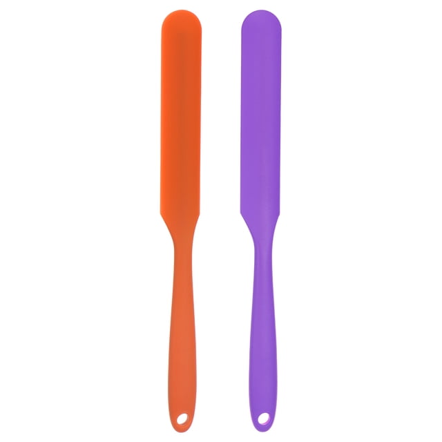 Uxcell 2 Pcs Spatule en Silicone 9.45 Pouces Réutilisable Antiadhésive Flexible pour Résine Époxy Peinture Liquide Violet/orange