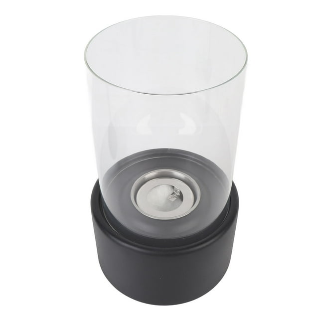 Table Top Fire Pit, Transparent Glass Black Metal Base Table Top Fireplace for Office Black,White
