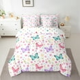 thumbnail image 3 of Manfei Chic Butterfly 7pcs Bedding Comforter Set,Rainbow Rustic Floral Queen Bedding Sets,Purple Blue White Queen Sheet Sets For Girls Kids,Breathable Home Decor Reversible, 3 of 9