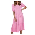 thumbnail image 1 of Pompotops Femmes Sexy à Manches Bubble plaid Imprimé patchwork Robe Jupe en Vrac, 1 of 7