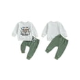 thumbnail image 3 of Aojekbee Baby Boys Pants Set, Long Sleeve Crew Neck Letters Print Sweatshirt with Elastic Waist Sweatpants Infant Clothes, 3 of 10