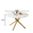thumbnail image 2 of 47" Luxurious Round Modern Faux Marble Dining Table,White Table with Golden Leg, 2 of 6