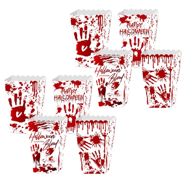Decoración de Halloween, adornos de Halloween, regalos de Halloween, decoración del hogar, tema de Halloween, mano ensangrentada, hebilla de terror, palomitas de maíz, caja de papel, suministros de de