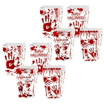 Halloween Popcorn Box with Blo-ody Hand Hor-ror Theme - Easy Assemble, Durable Paper Containers for Party Snacks, Candy, and Decor, Featuring Multiple Designs