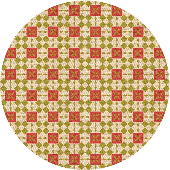 Ahgly Company Indoor Round Patterned Papaya Orange Area Rugs, 4' Round