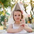 thumbnail image 4 of ColoMX Cumpleaños decorativos cone gat niña cono de cono de sombrero de cumpleaños con tul para fiesta, 4 of 7