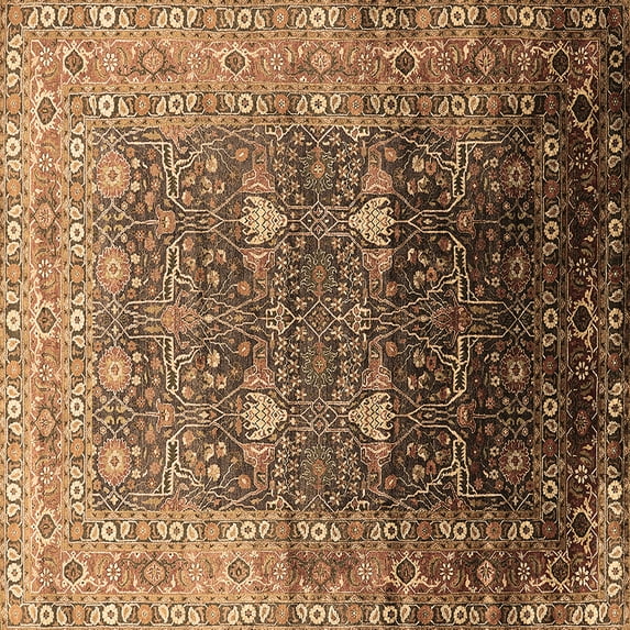 Ahgly Company Indoor Square Oriental Brown Industrial Area Rugs, 7' Square