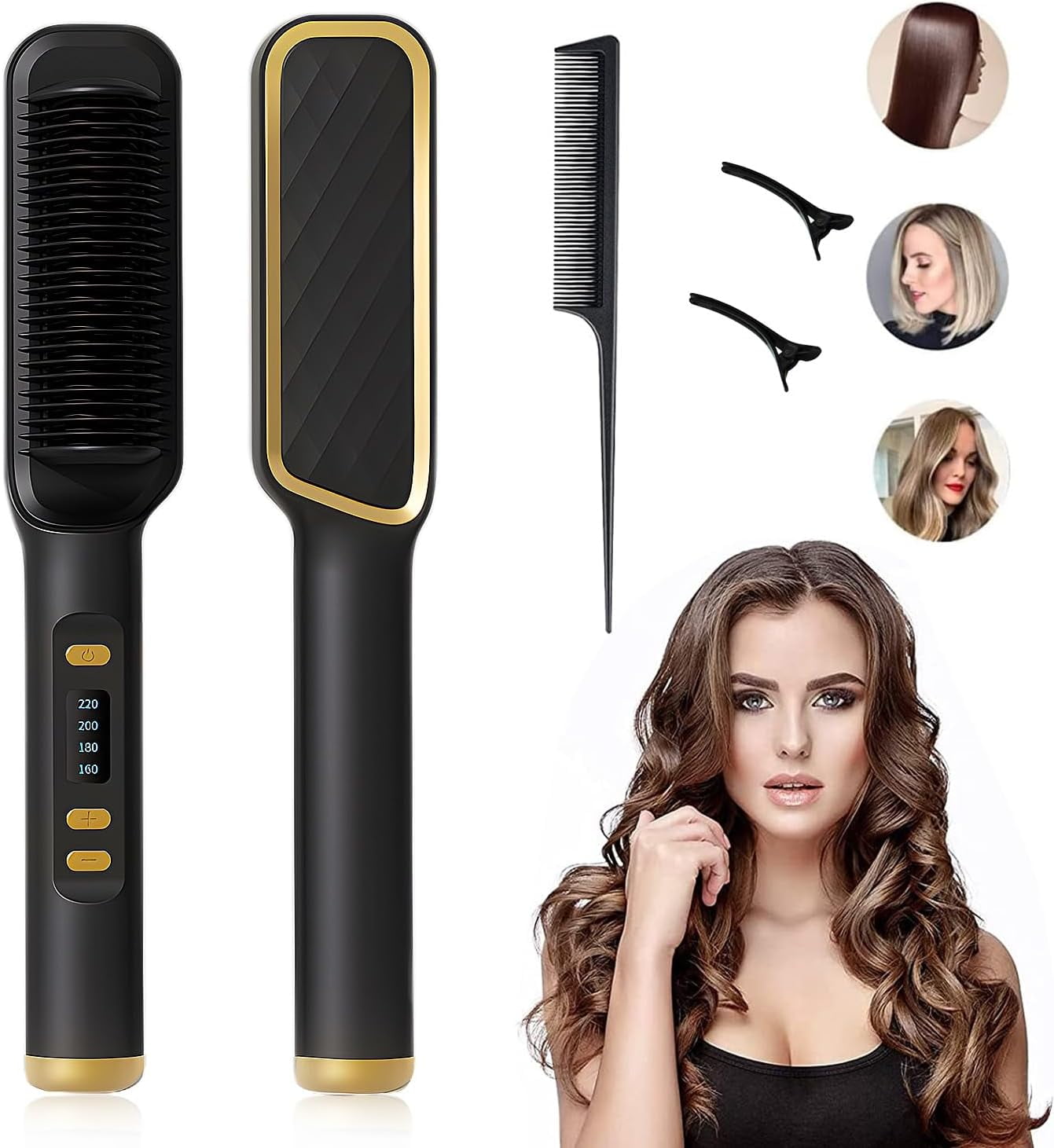 Hair Straightener Brush, FETERVIC Steam Hair Straightening