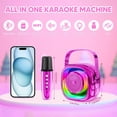 thumbnail image 2 of homicozy Mini Karaoke Machine for Kids, Portable Bluetooth Speaker with 2 Wireless Microphones, Christmas Gift for Girls Ages 3 4 5 6 7 8 9 10 11 12+, Family Party Toy (Pink-2Mic), 2 of 7
