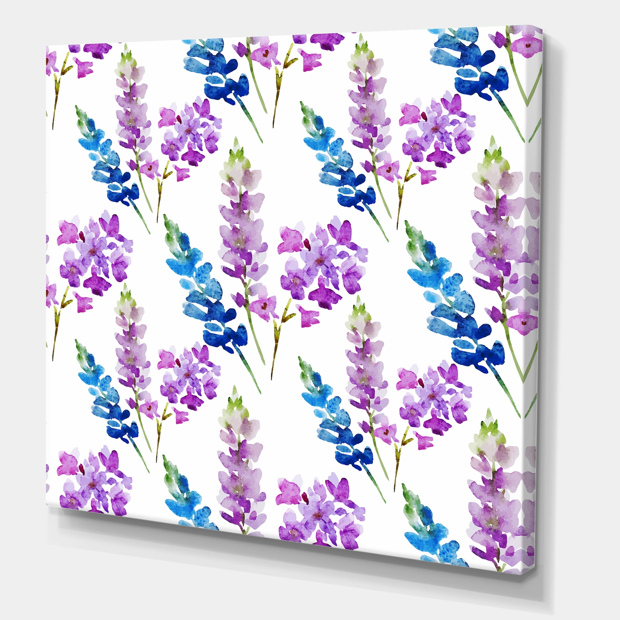 Designart ' Purple and Pink Floral Pattern ' Traditional Canvas Wall Art Print