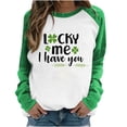thumbnail image 1 of Chandails en Molleton pour Femmes Col Rond Vert Manches Longues Raglan T-Shirts Imprimé Gnome Tendance Graphiques, 1 of 5