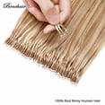 thumbnail image 4 of Benehair Human Hair Extensions Nano Ring I Tip Remy Hair Loop in Microlink Full Head Women Seamless Highlight Blonde 50g, 4 of 12