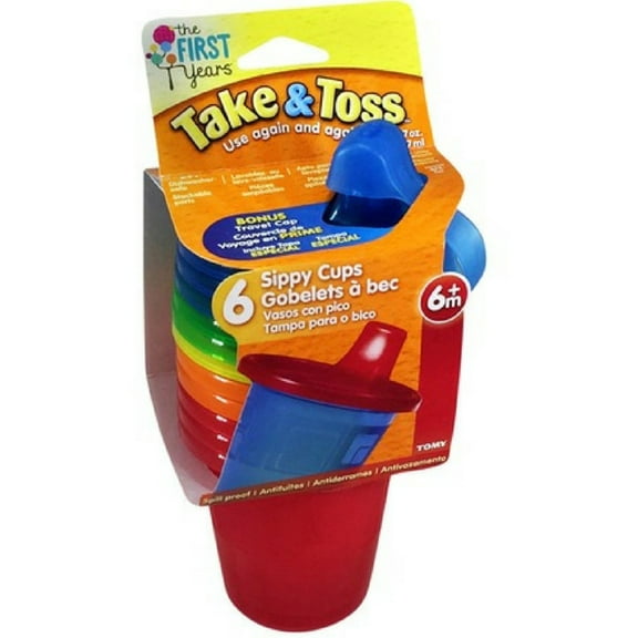 The First Years Take & Toss Sippy Cups, Assorted Colors, 7 oz, 6 Ct