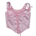 thumbnail image 2 of Fjofpr Clothes Pink Corset Tops for Women Fashion Women Style Solid Color Backless Ribbon Waist Camisole Shapewear Tops, 2 of 6