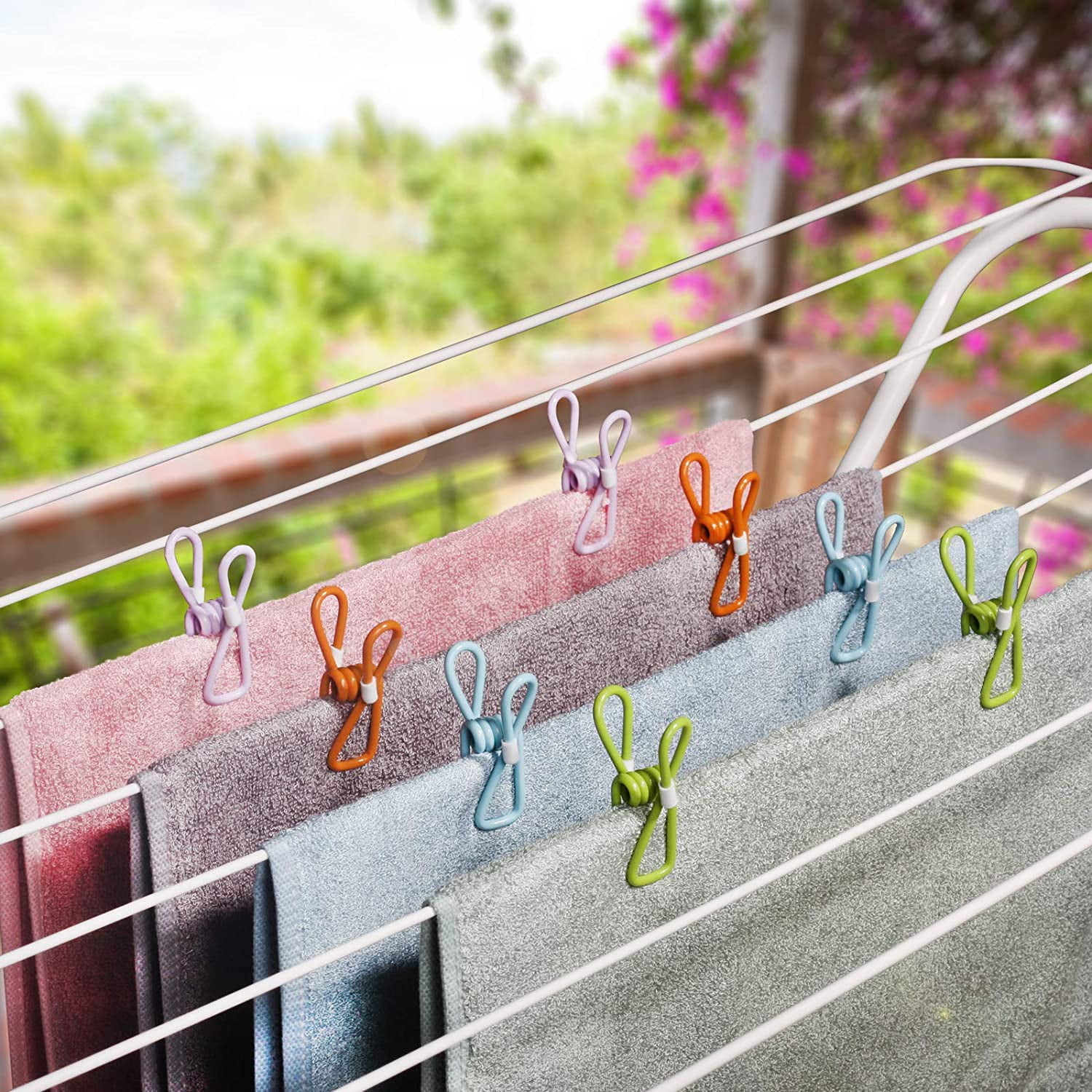 Clothespins Multi-Purpose Clothesline Utility Clips Assorted Colors Steel  Wire Clips Clothesline Clips Bag Sealer for Sealing Food, Kitchen Bags,  Paper Holder, Laundry Hanging and More 