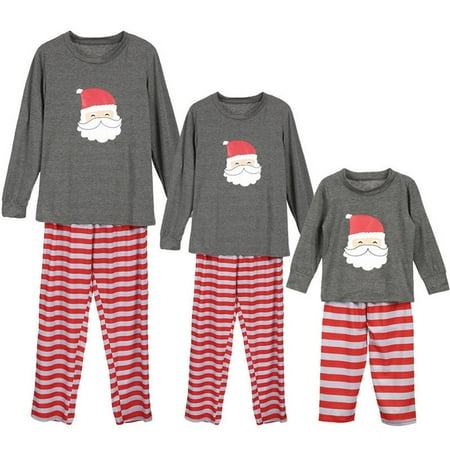 

VONCOS Parent-child Wear Christmas Women Mom Printed Letter Top+Stripe Pants Xmas Family Clothes Pajamas