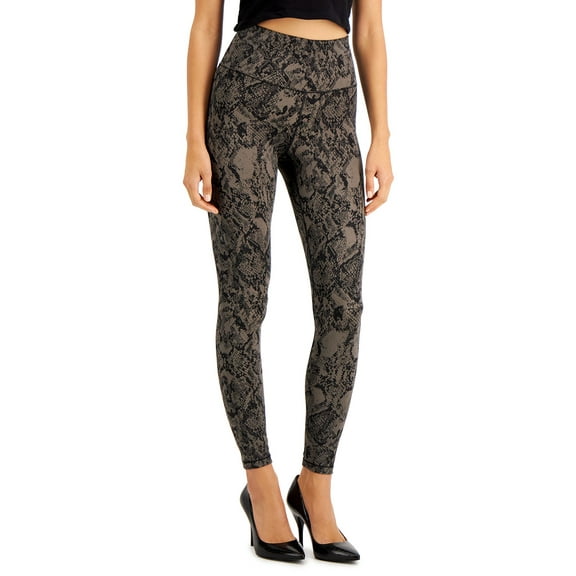 INC International Concepts INC Womens Snakeskin-Print Compression Leggings (Black, X-Small)