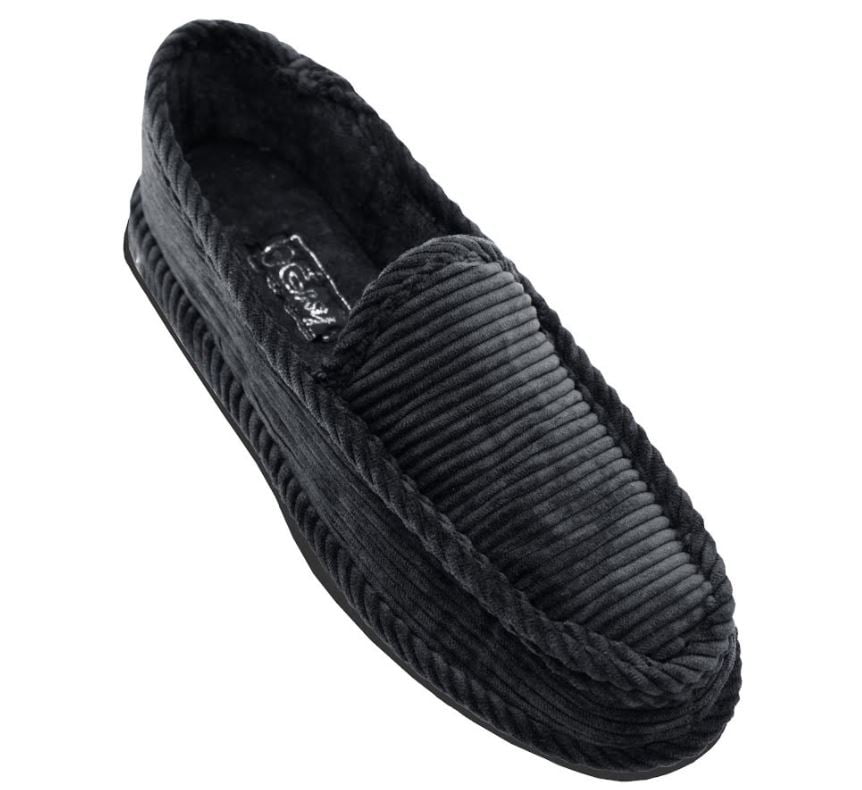 Mens Cord Fleece Touch Close Strap Moccasin Slippers Shoe Size UK 7 8 9 10 11 12 