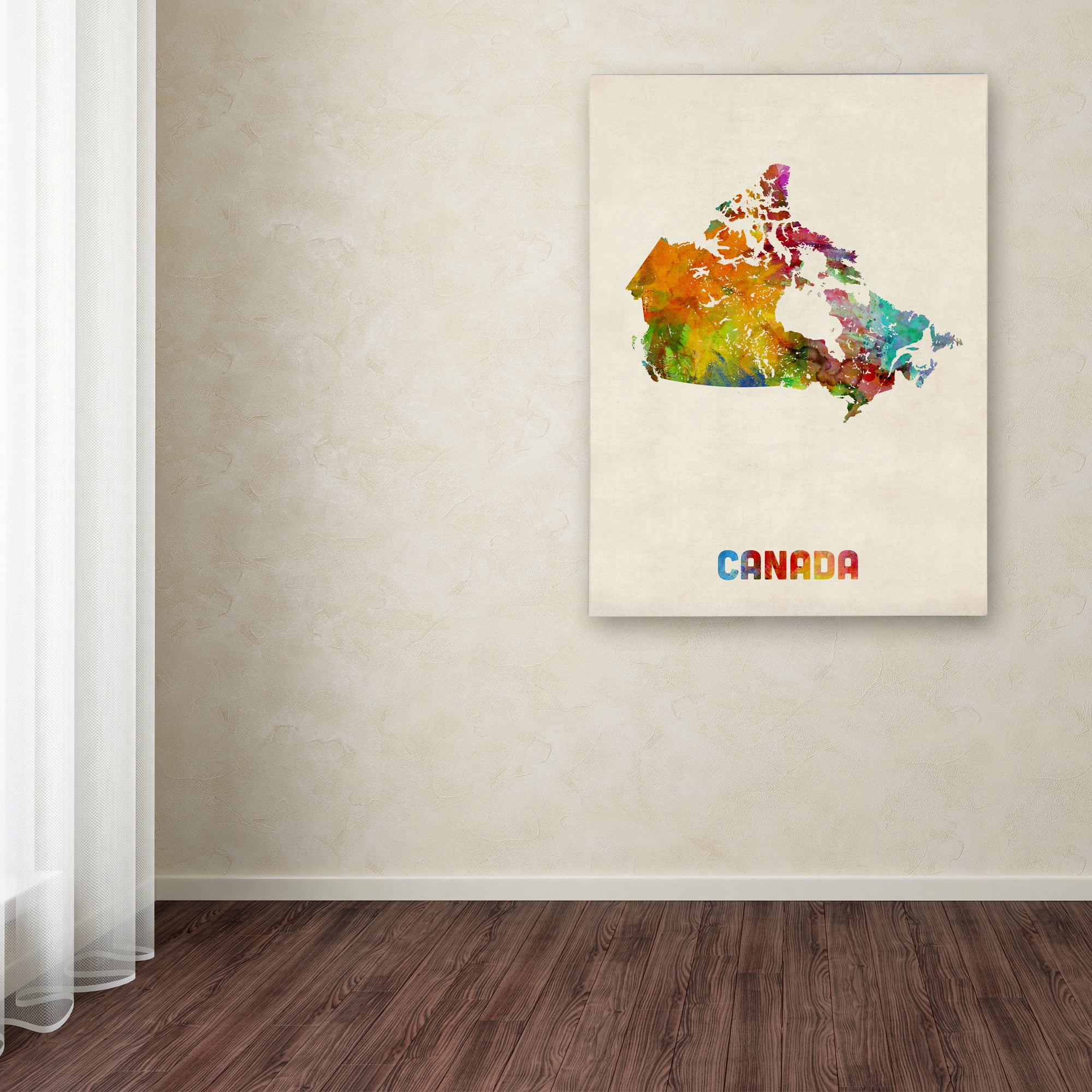 Trademark Fine Art "Canada Watercolor Map" Canvas Art by Michael Tompsett