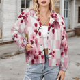 thumbnail image 3 of Jackets for Women Winter Coat Jackets Flannel Stand Collar Jacket(Pink Cherry Blossom Checkered Pattern,Size:S-4XL), 3 of 7