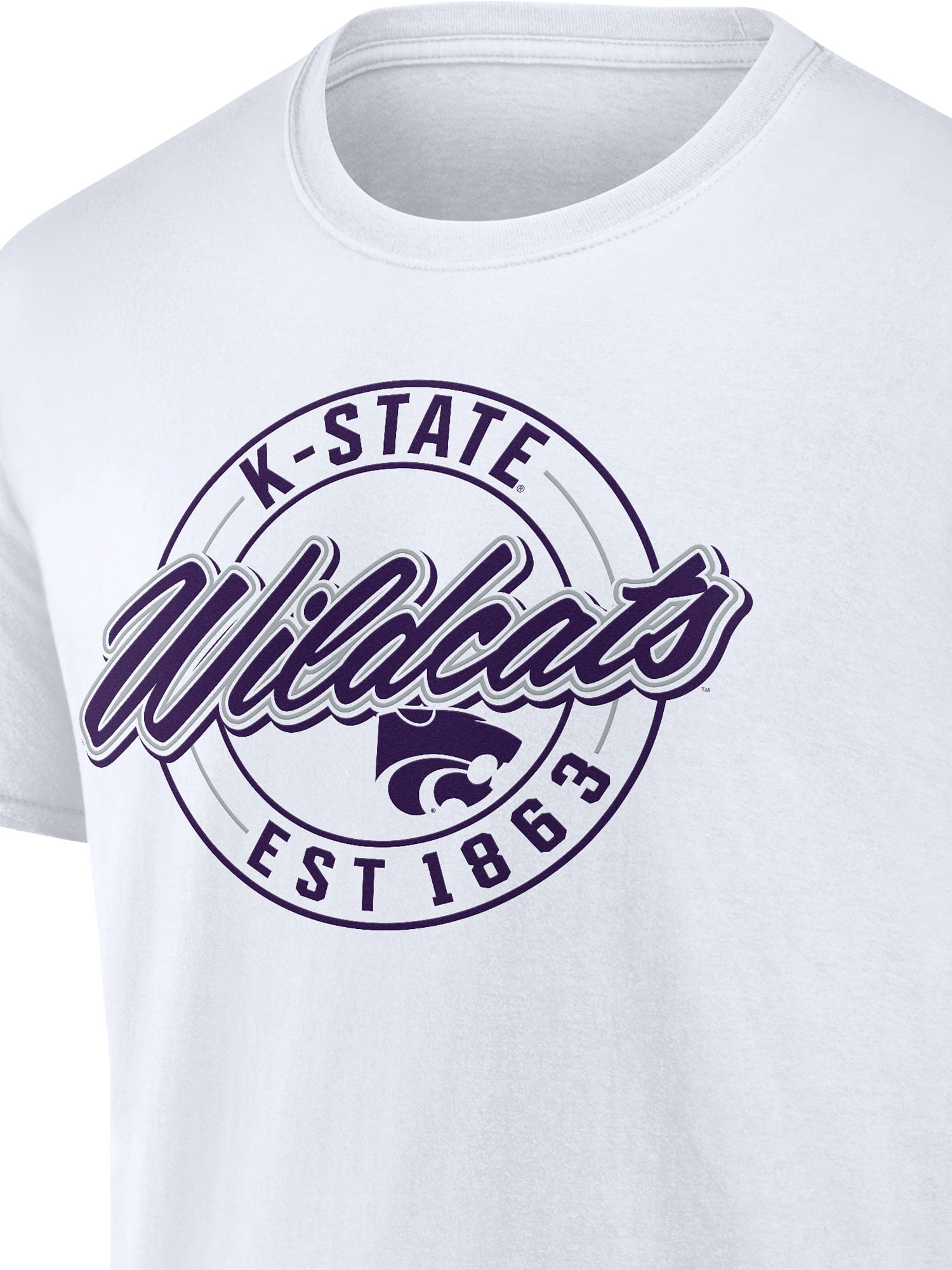 NCAA Kansas State Wildcats Men's Cotton White Short Sleeve T-Shirt