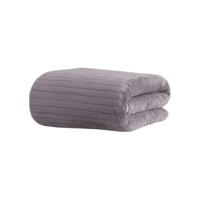 yulier Velvet Bath Towel 28x55 Inches Ultra Soft Highly Absorbant Quick Dry Large Bath Towel for Bathroom Pool Hotel, Solid Color Striped Bath Sheet for Daily Use, Gray