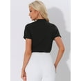 thumbnail image 3 of DARING DIVA Stand Collar Short Sleeve Office Work Shirt Bodysuits L Black, 3 of 6