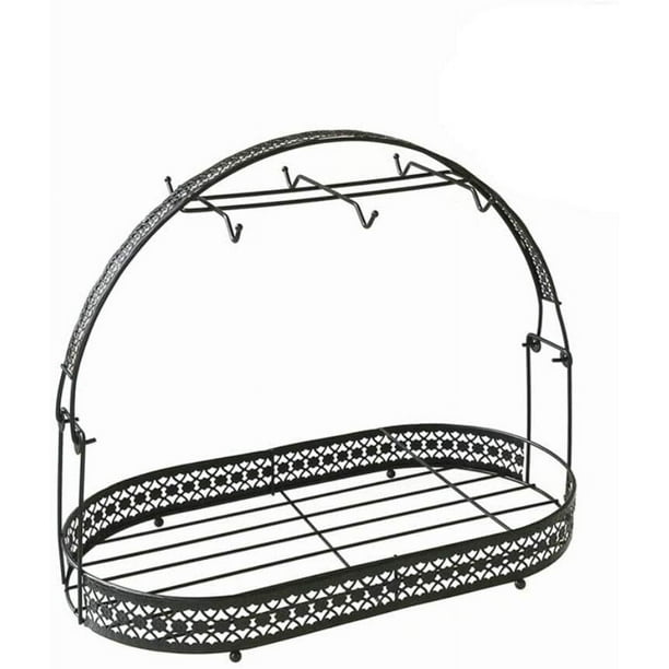 Wrought Iron Mug Holder with Storage Basket Storage Coffee Cup Holder