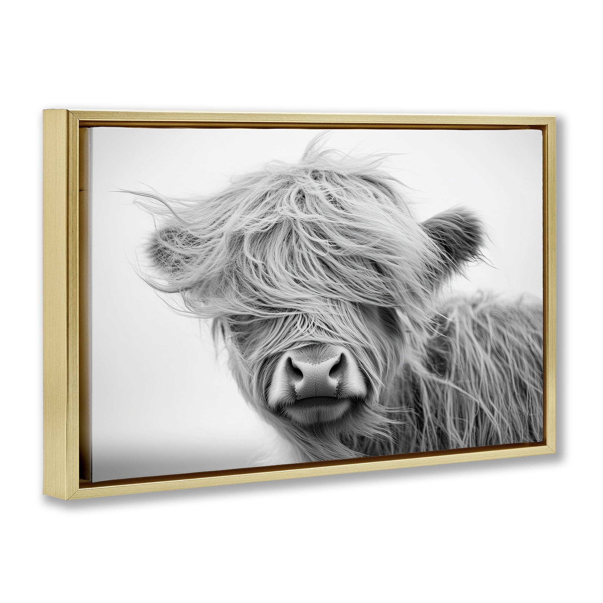 Stupell Industries Easy Breezy Cattle Gold Framed Floater Canvas Wall Art, design by Tina LeCour