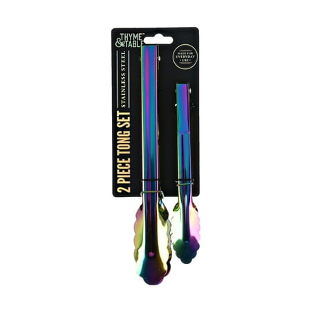 Thyme & Table High Carbon Stainless Steel Kitchen Tongs, 2 Piece Set