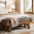 thumbnail image 3 of Finmind Upholstered Entryway Bench, Shoe Bench Padded Seat with Solid Wood Legs, End of Bed Footstool for Living Room, Mudroom, Hallway, Gray & Brown, 3 of 7