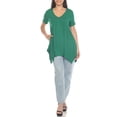 thumbnail image 2 of White Mark Short Sleeve Shirred Front Knit Tunic Top with Pockets, Women's, S-XL, 2 of 6