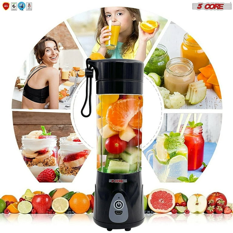 Portable Juicer Blender, USB Travel Juice Cup Baby Food Mixing Machince  with Updated 6 Blades with Powerful Motor 4000mAh Rechargeable Battery,13Oz