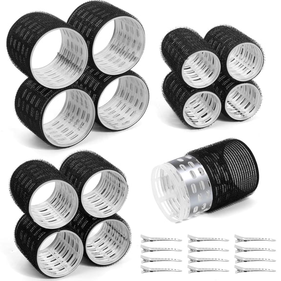 BZCOE Thermal Hair Rollers Set24-Piece Self-Grip Rollers with Clips|63Mm48Mm&36Mm Jumbomedium&Small Rollers for Longmedium&Short Hair to Add Volume and Soft Curls